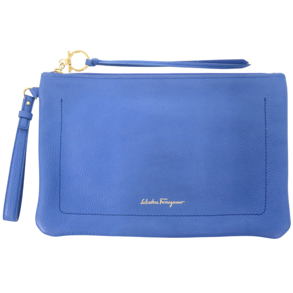 Salvatore Ferragamo AU217F867 Leather Blue Clutch Bag 1348Salvatore